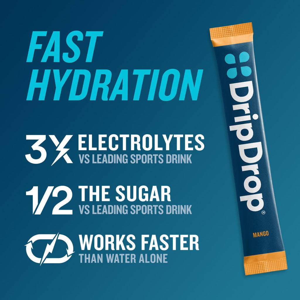 DripDrop Tropical Variety Pack Electrolyte Powder, 8 oz sticks, 16 count